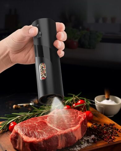 Electric Salt and Pepper Grinder, Automatic Salt Pepper Mill Grinder with Dust Cover, Adjustable Coarseness, Warm LED Light in Saudi Arabia