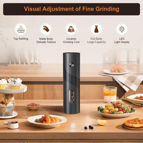 Electric Salt and Pepper Grinder, Automatic Salt Pepper Mill Grinder with Dust Cover, Adjustable Coarseness, Warm LED Light in Saudi Arabia