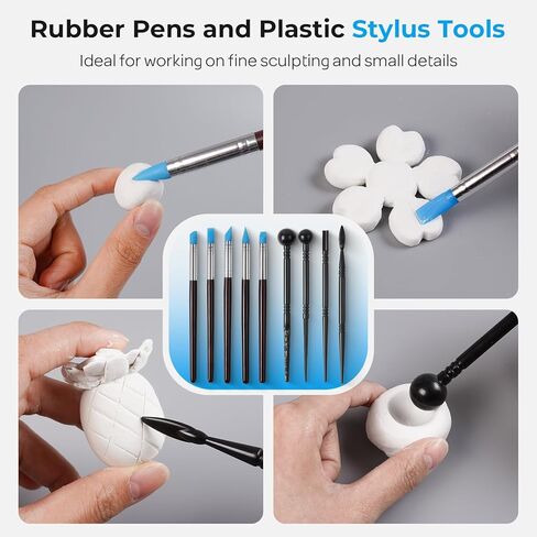 Nicpro 120ml Air Dry Clay Glaze and 32 PCS Clay Tools Kit, A Gloss Varnish Protects Clay from Surface Wear, Pottery Tools Can be Used for Stippling, Carving, Molding, and Shaping Crafts in Saudi Arabia