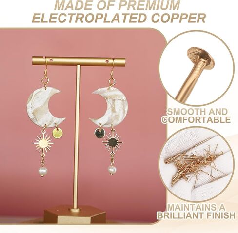 HARFINGTON 100pcs Flat Head Pins 1.97" 50mm Needles Bulk for Earring Pendant Necklace Bracelet Charm Jewelry Making Findings DIY Craft, Rose Gold in Saudi Arabia