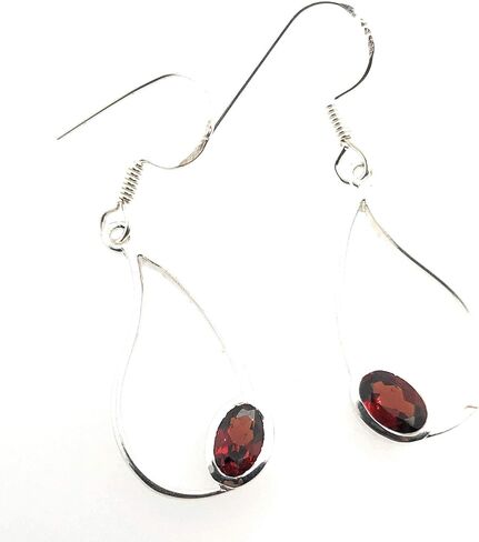 Natural 4ct Pyrope Garnet 925 Solid Sterling Silver Earrings 35mm in Saudi Arabia