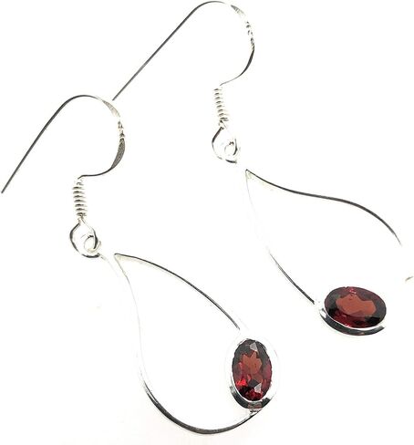 Natural 4ct Pyrope Garnet 925 Solid Sterling Silver Earrings 35mm in Saudi Arabia
