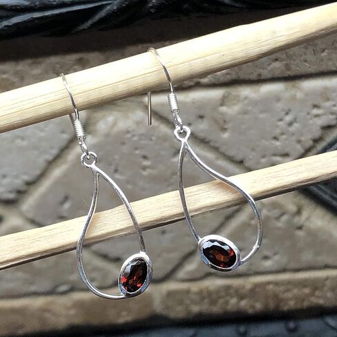 Natural 4ct Pyrope Garnet 925 Solid Sterling Silver Earrings 35mm in Saudi Arabia