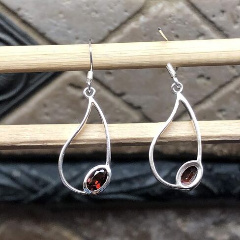 Natural 4ct Pyrope Garnet 925 Solid Sterling Silver Earrings 35mm in Saudi Arabia