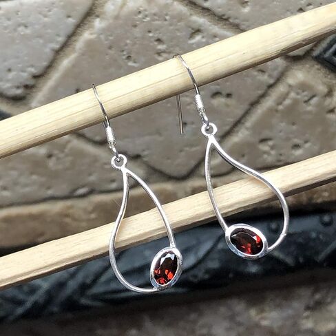 Natural 4ct Pyrope Garnet 925 Solid Sterling Silver Earrings 35mm in Saudi Arabia