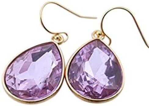 June Birthstone Earrings - 14k Gold Filled Light Amethyst Crystal Teardrop Earrings in Saudi Arabia