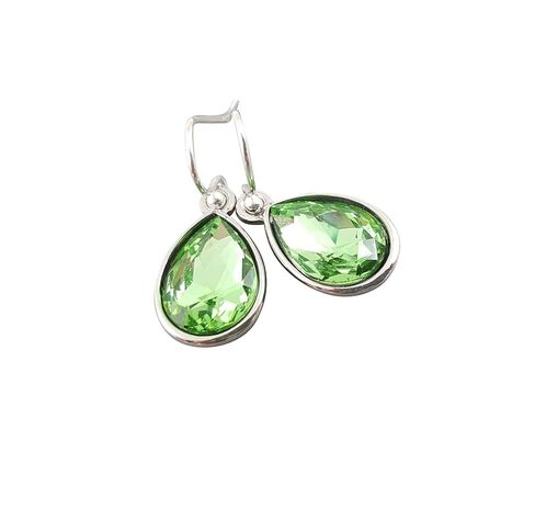 August Birthstone Earrings – Peridot Crystal Teardrop Earrings, Sterling Silver Ear Wires, Handmade Gift in Saudi Arabia