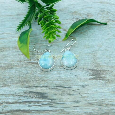Natural Top Quality Larimar Gemstone 925 Sterling Silver Blue Stone Handmade Dangle Earrings Jewelry Gift for Her in Saudi Arabia