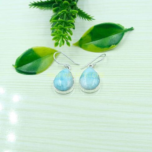 Natural Top Quality Larimar Gemstone 925 Sterling Silver Blue Stone Handmade Dangle Earrings Jewelry Gift for Her in Saudi Arabia