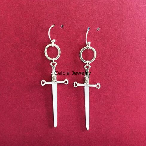 Real 925 Sterling Silver Dangle Drop Earrings for Women, Two Swords Earrings, Boho Statement Earrings, Amazing Handcrafted Jewelry for Her in Saudi Arabia