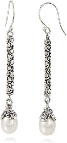 Sterling Silver Dangle Earrings with White Baroque Pearls JD169 Boho Vintage Drop Earrings in Saudi Arabia