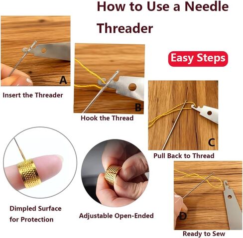 Chin.Chic 37PCS Big Eye Steel Sewing Needles Kit with Threader, Steel Needles for Hand Sewing, Long & Thin Quilting Needles, DIY Needle Repair Kit for Household Craft (37pcs)​ in Saudi Arabia