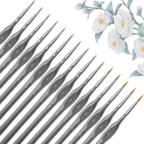Golden Maple Miniature Paint Brushes, 15PC Model Brushes Micro Detail Paint Brush Set, Fine Detailing for Acrylics, Oils, Watercolors & Paint by Number, Figurine (Black) in Saudi Arabia
