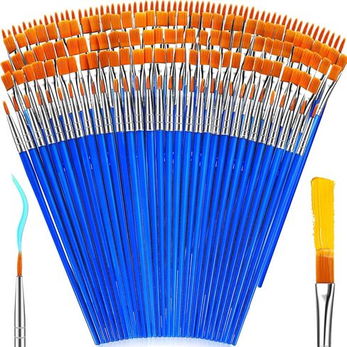 162 Pcs Paint Brushes Bulk, Round Flat Tip Acrylic Paint Brushes Set for Kids Classroom Crafts Oil Watercolor Canvases Face Painting Touch Up in Saudi Arabia
