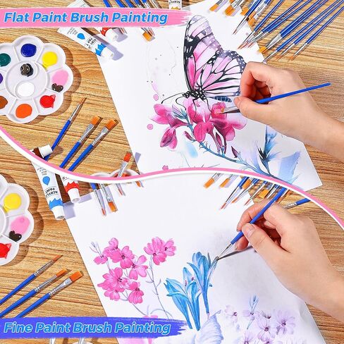 162 Pcs Paint Brushes Bulk, Round Flat Tip Acrylic Paint Brushes Set for Kids Classroom Crafts Oil Watercolor Canvases Face Painting Touch Up in Saudi Arabia