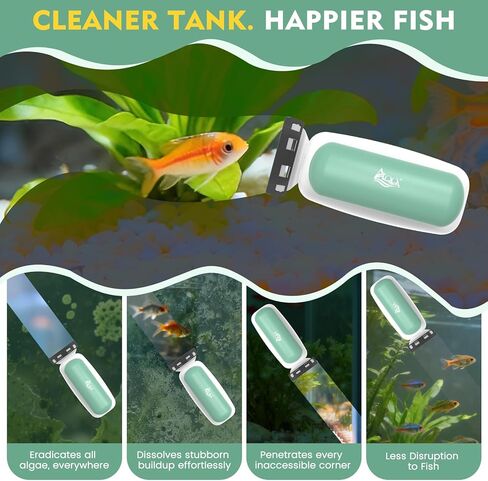 AQQA Aquarium Magnet Glass Cleaner - Enhanced Magnetic Fish Tank Cleaner with 2 Types of Blades, Self-Floating Aquarium Glass Scrubber Algae Scrapers for up 0.79" Thick Glass/Acrylic Aquariums (XL) in Saudi Arabia