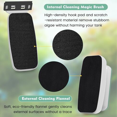 AQQA Aquarium Magnet Glass Cleaner - Enhanced Magnetic Fish Tank Cleaner with 2 Types of Blades, Self-Floating Aquarium Glass Scrubber Algae Scrapers for up 0.79" Thick Glass/Acrylic Aquariums (XL) in Saudi Arabia