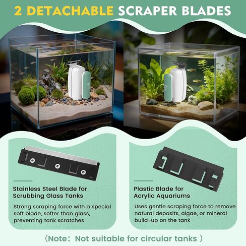 AQQA Aquarium Magnet Glass Cleaner - Enhanced Magnetic Fish Tank Cleaner with 2 Types of Blades, Self-Floating Aquarium Glass Scrubber Algae Scrapers for up 0.79" Thick Glass/Acrylic Aquariums (XL) in Saudi Arabia