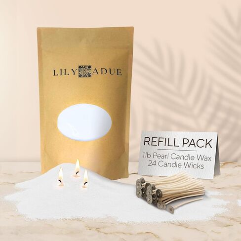 مجموعة شموع رملية من LILY LADUE - 1 رطل/16 أونصة من الشموع المتلألئة والرمال والفتائل (24) مع حامل خشبي، وخرز عطري غير معطر، وشمع شموع متلألئ قابل لإعادة الاستخدام لمجموعة أدوات المنزل DIY، وتتوفر إعادة تعبئة خرز المسحوق in Kuwait