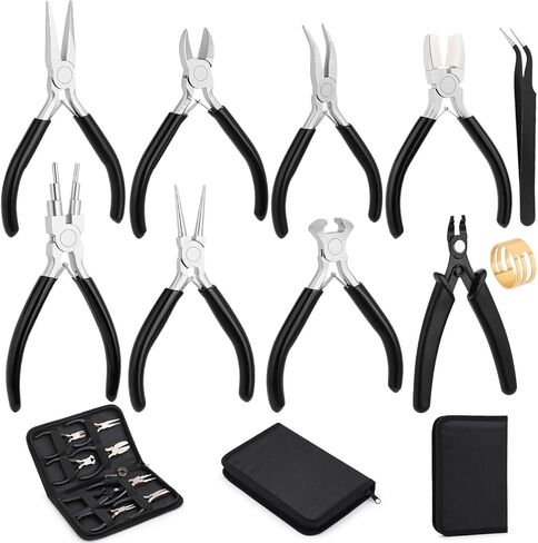 shynek 10 Pieces Jewelry Pliers Tools Set, Jewelry Making Tools Include 8 Pieces Pliers, Jump Ring Opener, Tweezers for Wire Wrapping, 3D Printing Projects and Other DIY Projects in Kuwait