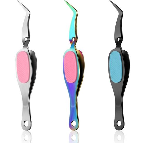 Honoson 3 Pcs Craft Tweezers Cross Locking Precision Curved Tweezers Soft-grip Stainless Steel Tool Pointed Tip Cutting Pliers for DIY Craft Jewelry Eyelash Extensions Nail Beading Tool in Saudi Arabia