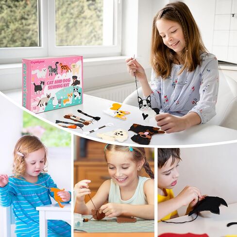 مجموعة الخياطة CiyvoLyeen للأطفال المبتدئين في الفنون والحرف اليدوية، 12 مشروعًا سهلاً DIY لمجموعة الخياطة المحشوة، ألعاب الحيوانات من الجراء والقطط، لعبة هدية للفتيات والأولاد تعلم الخياطة للأعمار 6 7 8 9 10 11 12 in Kuwait