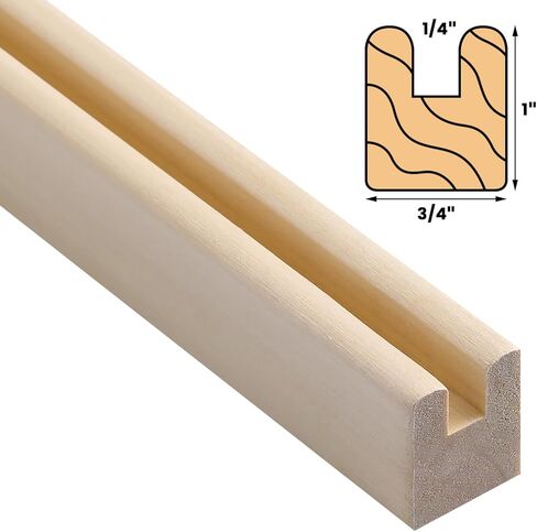 Sintuff 4 Pack 36 "U-Channel تأطير 1/4" داخل البعد الخشبي الحور على شكل حرف U لمشاريع الزجاج الملون للنوافذ الزجاجية والحرف اليدوية وإطار الصور in Saudi Arabia