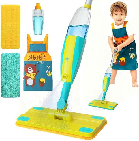 Kids Spray Mop,Toddlers Cleaning Play Sets with Real Water Sprayer,Includes Versatile Apron,Pretend Play Sets,Toddler Kids Cleaning Toy Set,Montessori Cleaning Set,Gifts for Boys Girls in Saudi Arabia
