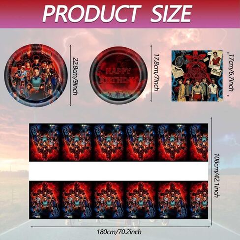 41PCS S.tr.anger Party Tableware, 20 Plates, 20 Napkins and 71'' x 42'' Tablecloth - S.tr.anger Theme Birthday Party Decoration Supplies in Kuwait
