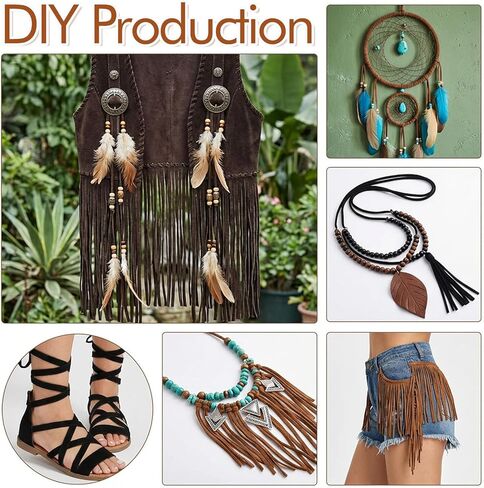 6 Rolls Flat Leather Cord String, Suede Leather Shoe Laces for Boots, Leather-Strips for Jewelry Making, Bracelets, Necklaces, Crafts, Tassels and Dream Catchers (Black, Coffee, Light Brown) in Saudi Arabia