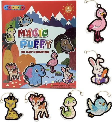 gookid Magic Puffy 3D Drawing Kit - Foam Texture Paper Puffy Popcorn Magic Painting Set, Water Activated Bubble Art Craft for Kids & Adults in Saudi Arabia