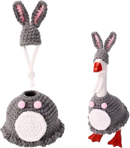 Easter Desk Goose Outfits Set, Gray Bunny Clothes for 7in/17.78cm Mini Magnetic Desk Goose Statue Party Spring Holiday Decor in Saudi Arabia