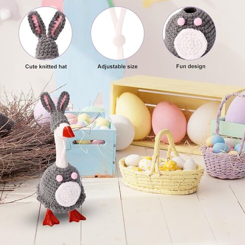 Easter Desk Goose Outfits Set, Gray Bunny Clothes for 7in/17.78cm Mini Magnetic Desk Goose Statue Party Spring Holiday Decor in Saudi Arabia