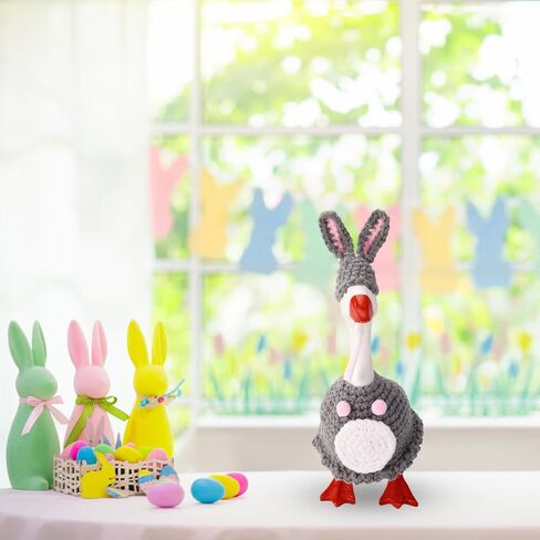 Easter Desk Goose Outfits Set, Gray Bunny Clothes for 7in/17.78cm Mini Magnetic Desk Goose Statue Party Spring Holiday Decor in Saudi Arabia