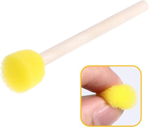 40pcs Sponge Paint Brushes Round Foam Sponge Brushes for Painting with Wooden Handle for DIY Arts and Crafts Yellow Foam Paint Brush in Kuwait