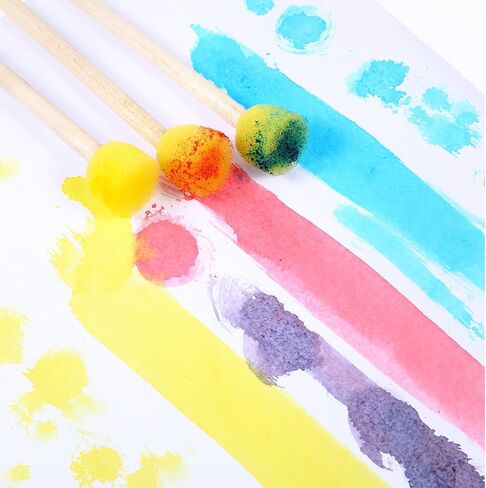 40pcs Sponge Paint Brushes Round Foam Sponge Brushes for Painting with Wooden Handle for DIY Arts and Crafts Yellow Foam Paint Brush in Kuwait