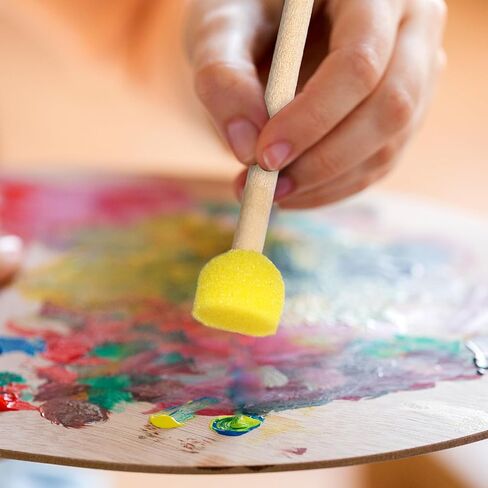 40pcs Sponge Paint Brushes Round Foam Sponge Brushes for Painting with Wooden Handle for DIY Arts and Crafts Yellow Foam Paint Brush in Kuwait