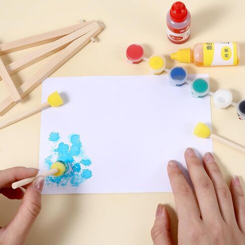 40pcs Sponge Paint Brushes Round Foam Sponge Brushes for Painting with Wooden Handle for DIY Arts and Crafts Yellow Foam Paint Brush in Kuwait