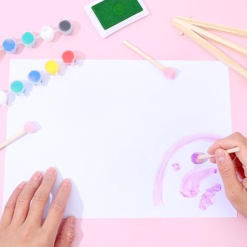 40 Pcs Round Sponge Foam Brush Set Wooden Handle Foam Paint Brushes Pink Paint Sponges for Painting Crafts, Staining Tools, Art Supplies in Kuwait