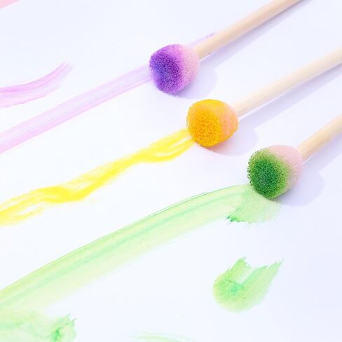 40 Pcs Round Sponge Foam Brush Set Wooden Handle Foam Paint Brushes Pink Paint Sponges for Painting Crafts, Staining Tools, Art Supplies in Kuwait