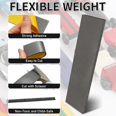 Kypikosp Pinewood Weights Kit - 7OZ Total - 4OZ 12 pcs 2 Sizes Derby Weights & 3OZ Stick-on Flexible Weight for Derby Car Kit Pinewood Car Kit Increasing Speed-No Drilling,Race Legal,Precise Matching in Saudi Arabia