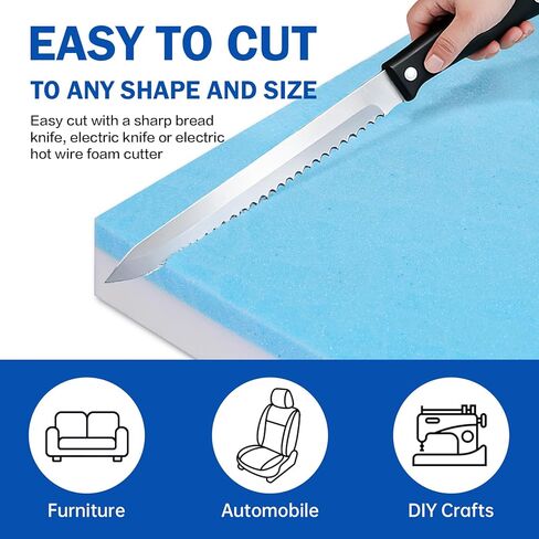 High Density Upholstery Foam Cushion - 1" Thick x 24" x 72", Gel Memory Foam Support Padding for Seat Cushion Replacement, DIY Projects, Sofa Mattress Support in Saudi Arabia