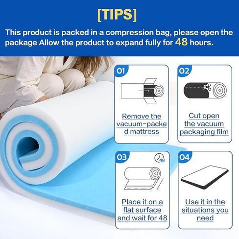 High Density Upholstery Foam Cushion - 1" Thick x 24" x 72", Gel Memory Foam Support Padding for Seat Cushion Replacement, DIY Projects, Sofa Mattress Support in Saudi Arabia