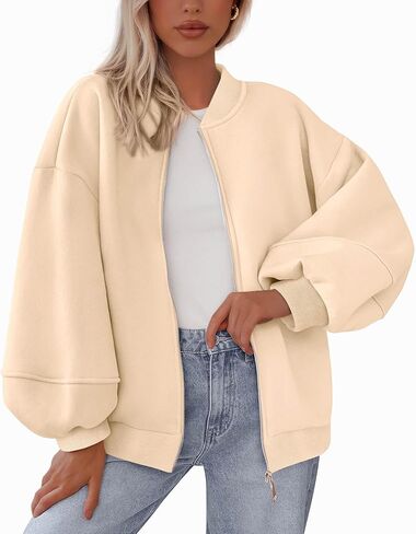 KIRUNDO Womens Fall Fashion 2025 Oversized Zip Up Sweatshirt Jackets Casual Long Sleeve Bomber Outerwear Winter Outfits in Saudi Arabia