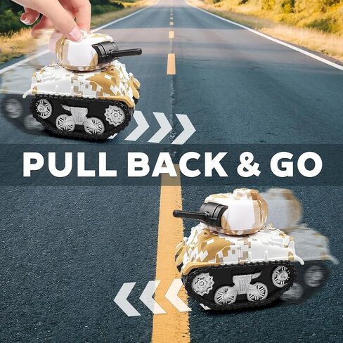 4 قطع من دبابات لعبة السحب الصغيرة، نماذج دبابات لعب المركبات للأطفال، هدايا حفلات أعياد الميلاد للأولاد والبنات للأعمار 3 4 5 6 in Kuwait