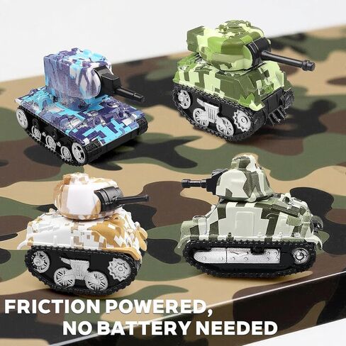 4 قطع من دبابات لعبة السحب الصغيرة، نماذج دبابات لعب المركبات للأطفال، هدايا حفلات أعياد الميلاد للأولاد والبنات للأعمار 3 4 5 6 in Kuwait