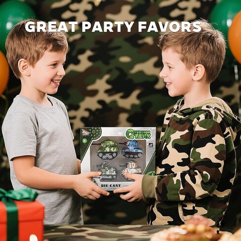 4 قطع من دبابات لعبة السحب الصغيرة، نماذج دبابات لعب المركبات للأطفال، هدايا حفلات أعياد الميلاد للأولاد والبنات للأعمار 3 4 5 6 in Kuwait