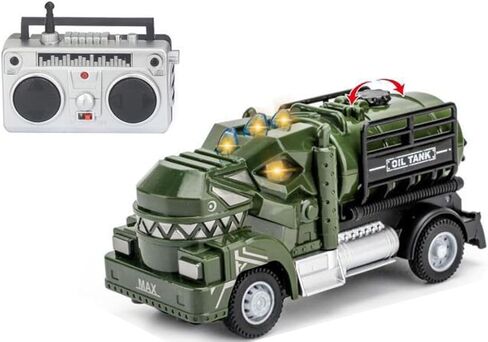 Multi Dinosaur Oil Tanker Military Truck Toy for Boys with Lights and Remote Control in Saudi Arabia