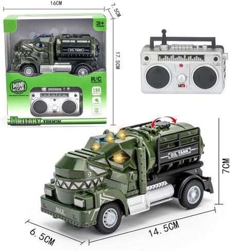 Multi Dinosaur Oil Tanker Military Truck Toy for Boys with Lights and Remote Control in Saudi Arabia
