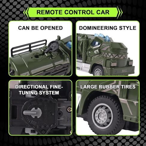 Multi Dinosaur Oil Tanker Military Truck Toy for Boys with Lights and Remote Control in Saudi Arabia